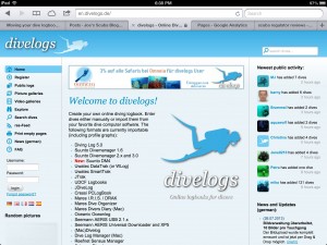 divelogs.de Home Screen