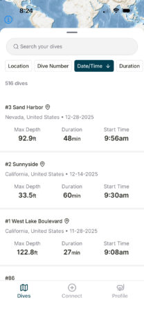 Dive Shearwater App, problem changing dive site name (Dive #3).