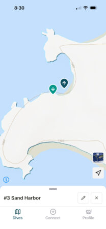 Shearwater Swift GPS dive entry and exit locations. Exit is not accurate.