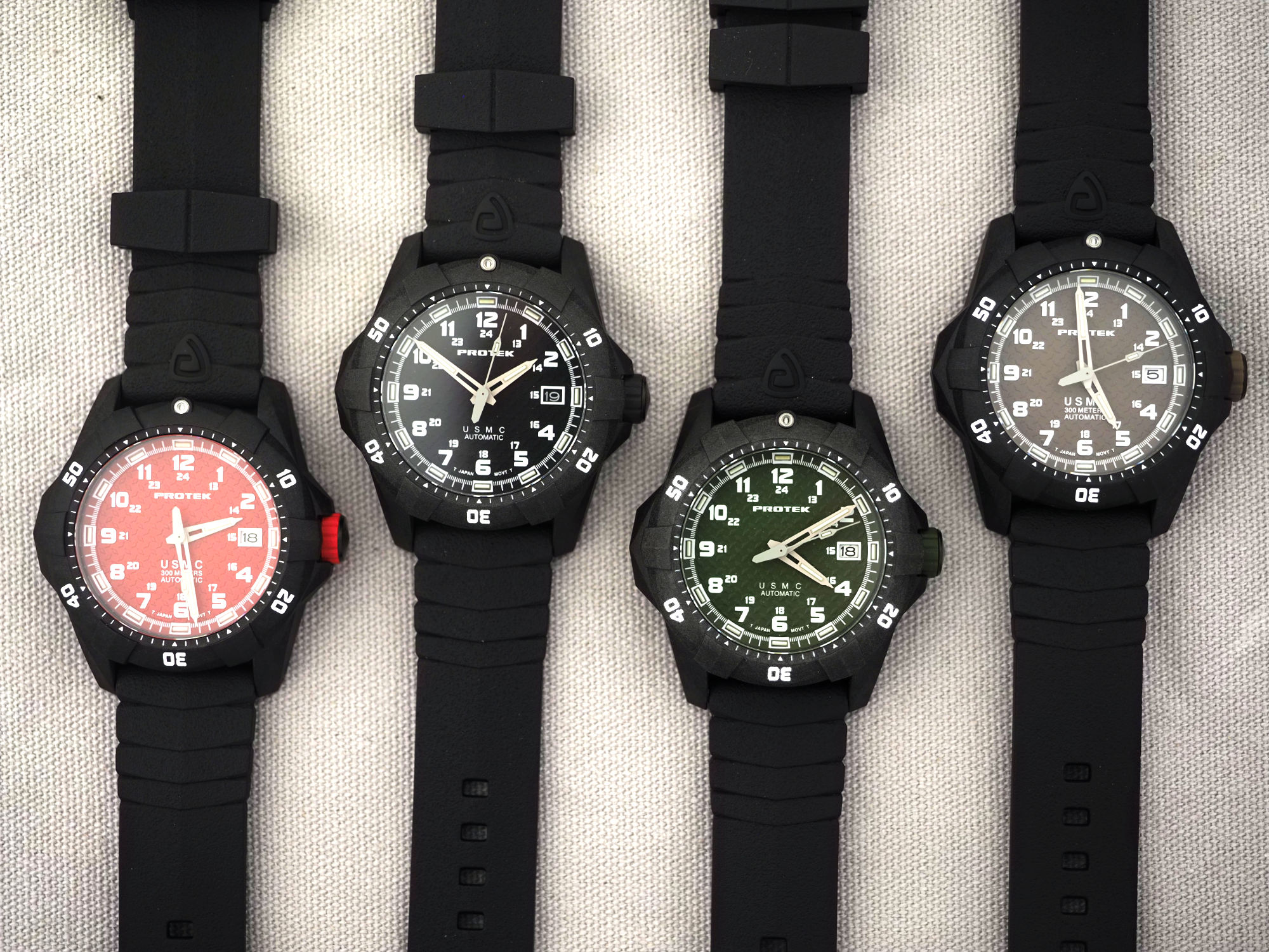 USMC Protek Dive Watch Series 1010 Carbon. Group of Dive Watches.